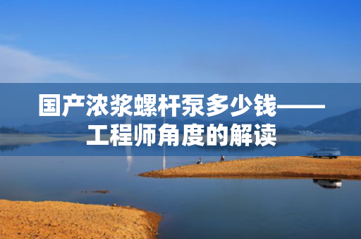 国产浓浆螺杆泵多少钱——工程师角度的解读